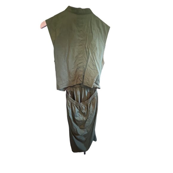 VINCE Back Cutout Cotton Green Utility Dress Sz Small Women - Picture 5 of 7